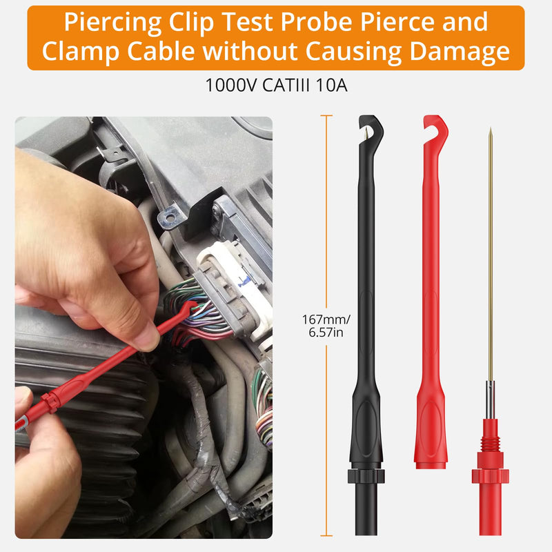 Neoteck 17PCS Multimeter Automotive Test Leads Wire Piercing Clip Puncture Probes Replaceable Gold-Plated Multimeter Probes 4mm Banana Plug Extension Test Cable Set