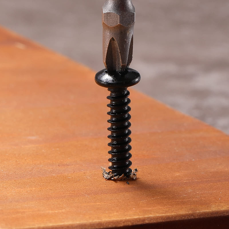 #6 x 3/8" Wood Screw 100Pcs 18-8 (304) Stainless Steel Pan Head Fast Self Tapping Drywall Screws Black Oxide by SG TZH #6 x 3/8"