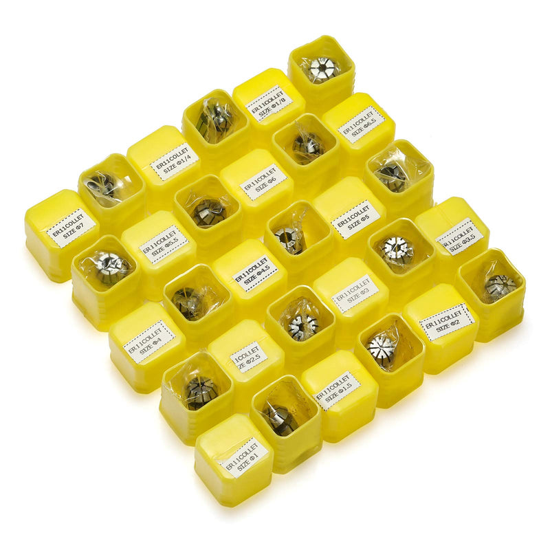 ER11 Spring Collet Set 1-7 mm 1/8 Inch 1/4 Inch for CNC Clamping Device Engraving Machine Milling Lathe Tool Pack of 15 1/4" 15pcs