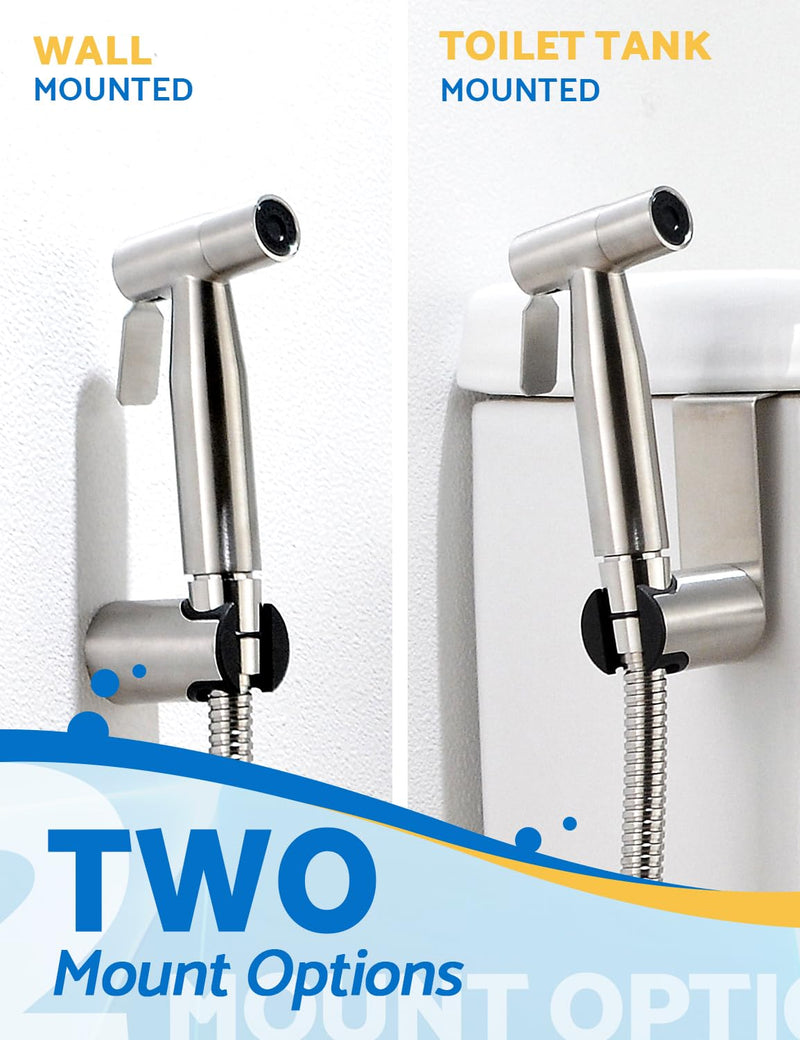 Handheld Bidet Sprayer for Toilet, Jet Sprayer for Toilet Muslim Shower, Adjustable Cloth Diaper Sprayer Bidets for Attachment Toilet, Toilet Sprayer with Bidet Hose for Feminine Wash 1 SET Brushed Nickel