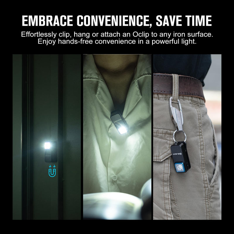 OLIGHT Oclip Rechargeable EDC Flashlight 300 Lumens Dual Sources Compact Pocket Clip Light, Convenient USB C Charging, Magnetic Flash Lights for Working, Cycling, Emergency, Signaling Tool(Black) Aluminum Black