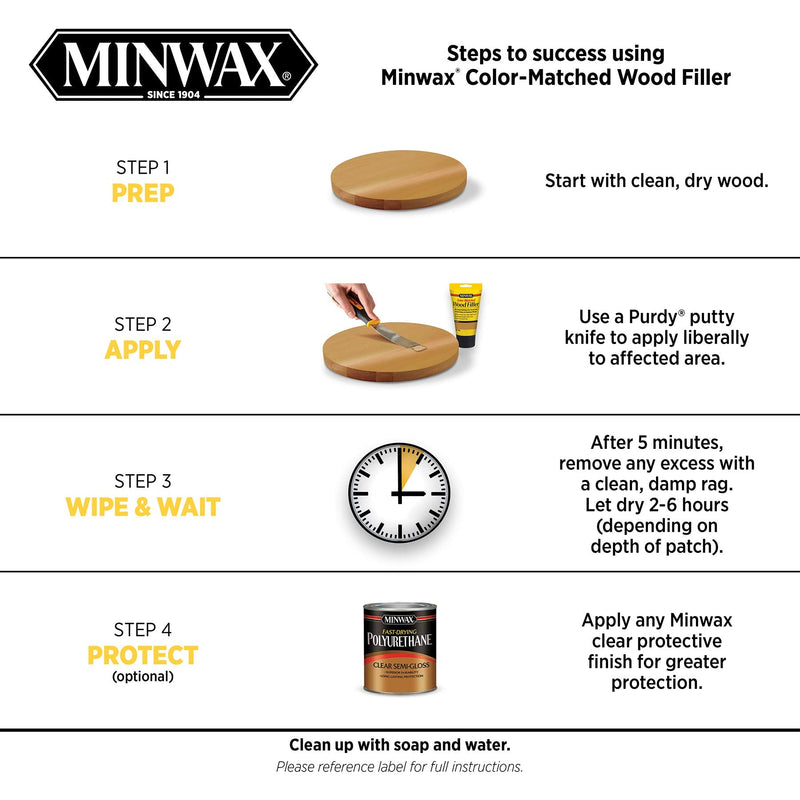 Minwax 448530000 Color-Matched Filler Wood Putty, 6 oz, Walnut, 6 Ounce