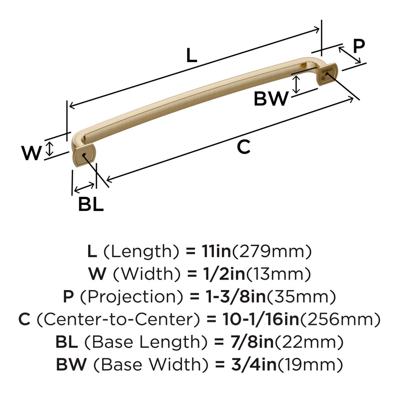 Amerock Surpass 10-1/16 inch (256 mm) Center-to-Center Golden Champagne Cabinet Pull, BP55522BBZ