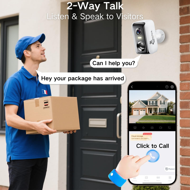 Security Cameras Wireless Outdoor, WIFI Cameras for Home Security with AI Motion Detection Spotlight Siren, Solar Panel Battery Powered, 2K Color Night Vision, 2-Way Talk, Waterproof, Cloud/SD Storage Q151SP-White