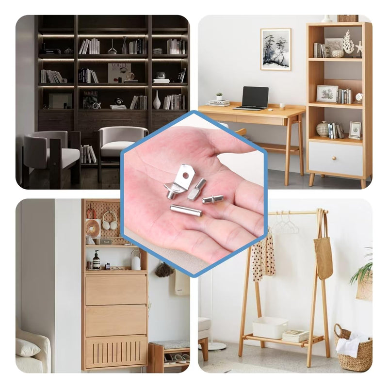 108 Pcs Shelf Pins Kit, Metal Nickel Plated Shelf Support Pin, Bookshelf Pegs Cabinet Shelf Bracket Pegs Shelf Pins Holders for Kitchen Furniture & Closet 4 Styles ( 5mm & 1/4inch ) 108Pcs Shelf Pins Kit