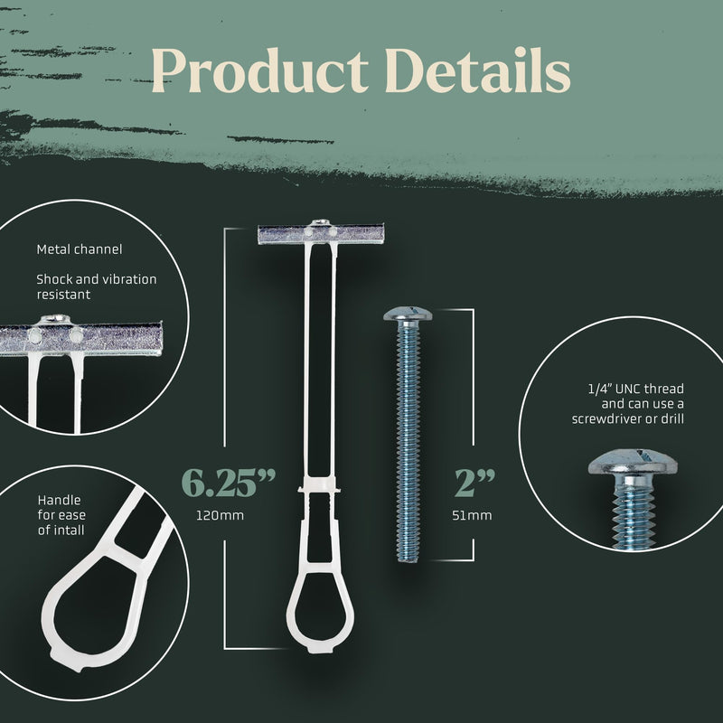 Heavy Duty Zip Tie Toggle Anchor Mounting Kit - Drywall Anchors and Screws - Includes Washers, Bolts, and Custom Drill Bit - Used to Hang Heavy Items Including tv Mount - 1/4"-20x 2 1/2" Bolt 10 Pack