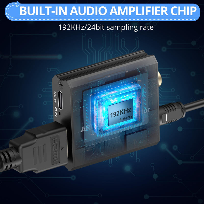 CAMWAY ARC Audio Extractor,ARC to Optical/Coaxial (Not for HDMI or eARC Interface),192 KHz Audio Adapter,ARC to Optical/Coaxial Audio Splitter for TV to AV Amplifier Audio Converter 5.7*4.8*1cm ARC to Optical/Coaxial Audio Splitter