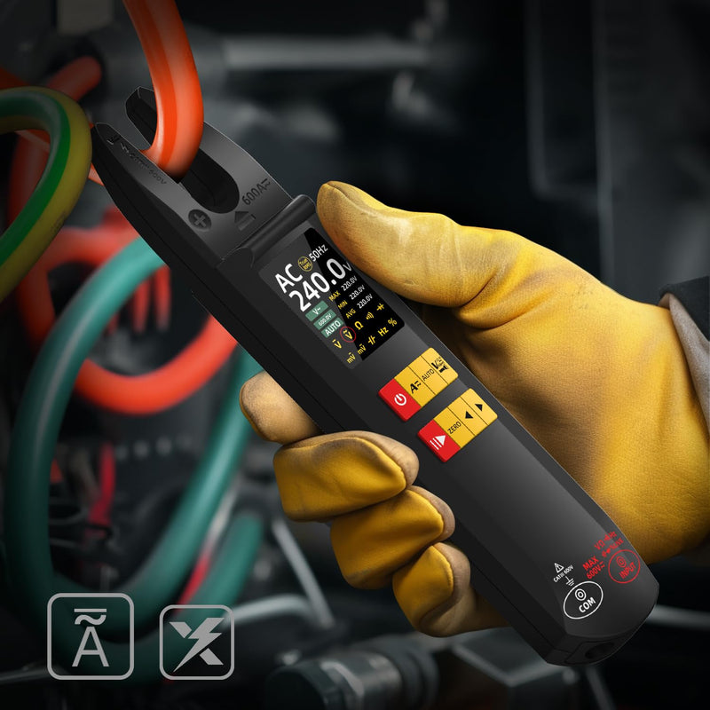 BSIDE Digital Clamp Meter 6000 Counts Multimeter 600A Open Jaw Meter Auto-Ranging Voltmeter Measuring AC/DC Current &Voltage Capacitance Resistance Diode Continuity NCV/Live Wire with Hold Max/Min/Ave