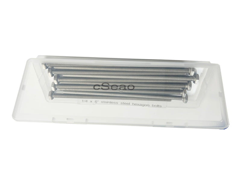 cSeao 10pcs 1/4-20 x 6 Hex Head Bolts Screws, Full Thread, Plain Finish, F593C 18-8 304 Stainless Steel 1/4"-20 x 6" 10pcs