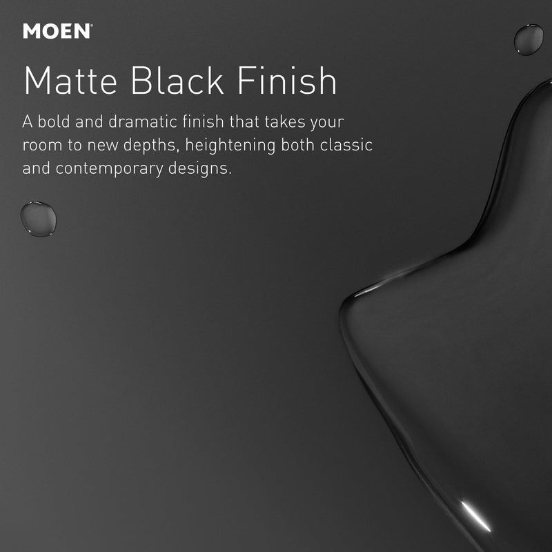 Moen Triva Matte Black Contemporary Wall Mount Bathroom Hand Towel Ring, BP1885BL