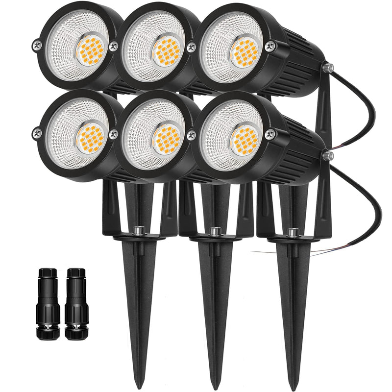 Low Voltage Landscape Lights Outdoor: 7W 700LM LED Landscape Lighting with Connectors for Tree Garden Yard Pathway | 12V 24V Warm White 2700K Spotlights | IP65 Waterproof | 6 Pack Warm White - 6 Pack