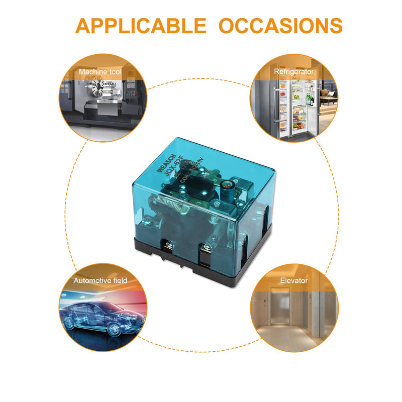 High Power Relay JQX-62F-2Z, Coil Voltage AC 110V 120A, DPDT 2NO 2NC, Electronmagnetic Relay, 35mm Rail Mount (AC 110V, 1)
