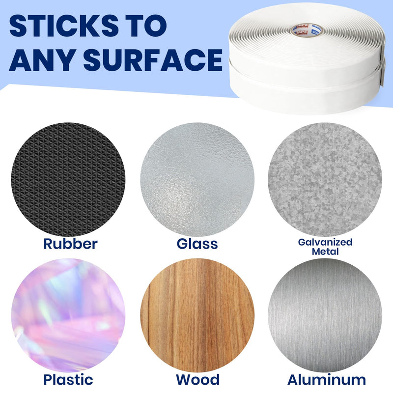 ADHES Premium Butyl Sealant Tape 1" x 30 'x 1/8" White Butyl Rubber Sealant Tape for RVs, Vehicles, Marine and Home Repair – Ideal for Headlights, Windows, Doors, and Windshields 1" x 1/8" x 30'