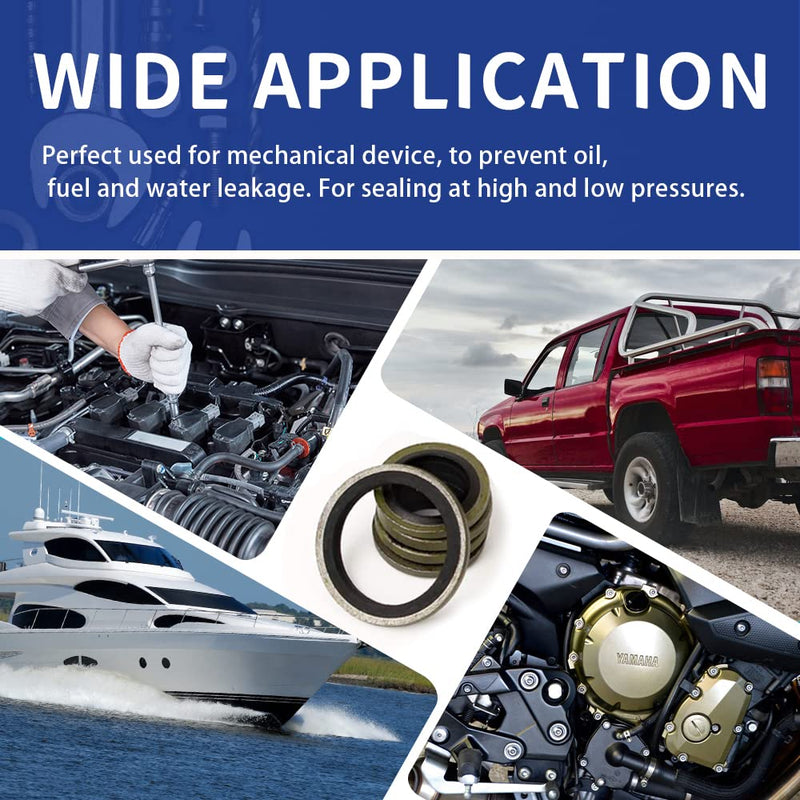 150Pcs Metal Bonded Seal Washer Assortment Kit Bonded Washer Self-Centered 8 Sizes M6, M8, M10, M12, M14, M16, M18, M20 for Automotive,Bearings,Pumps