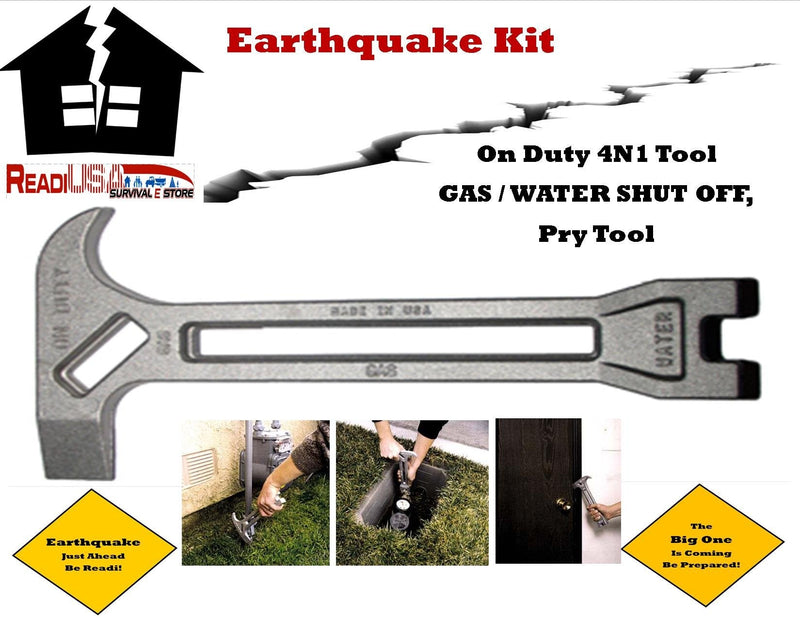 On Duty Emergency Gas Shut Off Tool 4-n-1 Tool for Earthquakes, Hurricanes, Fires, Floods, Disasters and Emergencies - Survival Tools - Rescue Tool - Gas Turn Off Tool - Emergency 4 - Gas Wrench