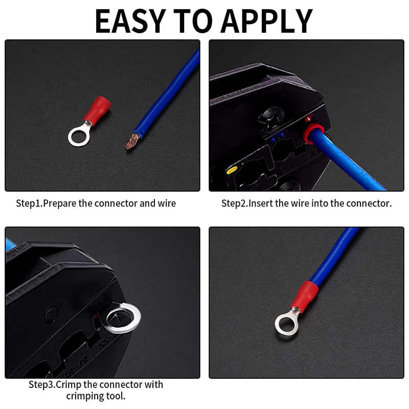 102 Pcs Disconnect Electrical O Ring Crimp Terminals Connectors Assortment Kit, Mixed Quick Wire Connectors, Insulated Electrical Wire O Ring Connectors