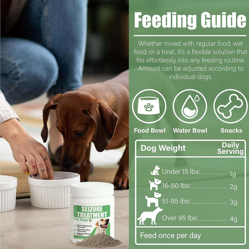 Seizure Support Powder for Dogs & Cats – Natural Epilepsy Supplement, 100g | Helps Reduce Frequency & Intensity of Seizures | Calming, Tasty, Safe Formula