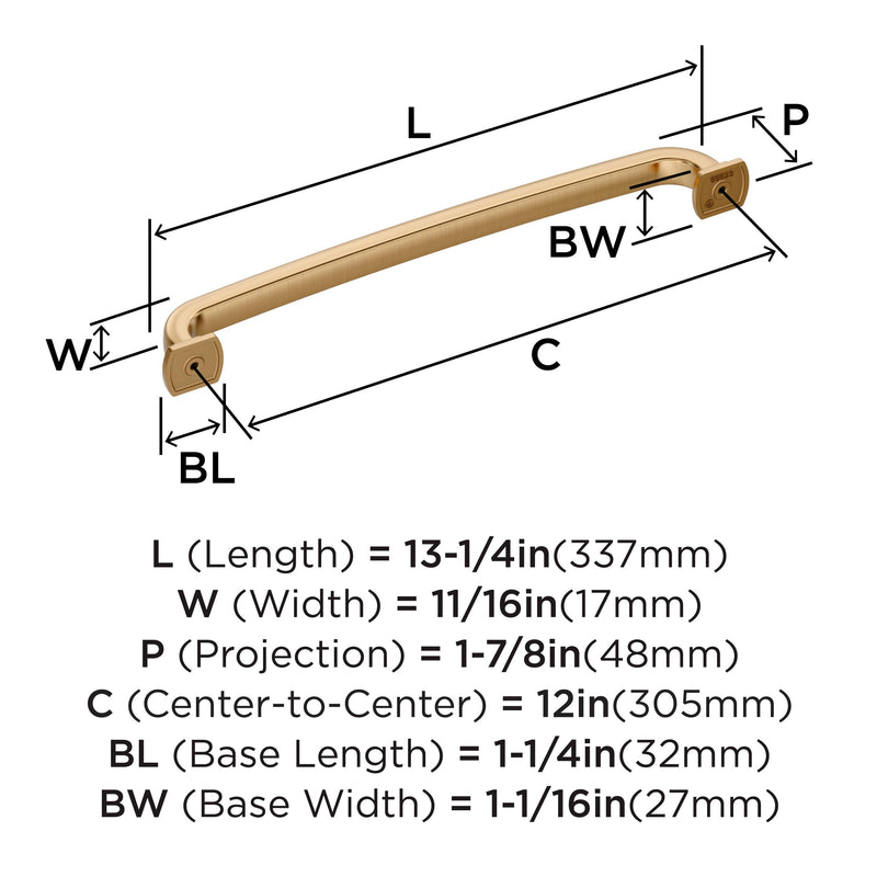 Amerock 12" Surpass Champagne Bronze Appliance Pull 12 Inch (305 mm) Center-to-Center