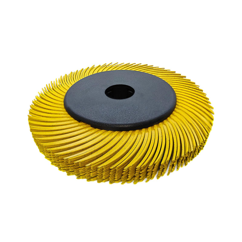 Radial Bristle Brush, 6 in x 1/2 in x 1 in, 80#, 1SET, Ten Single piece with Adapter 6" WIth 80# YELLOW 1SET
