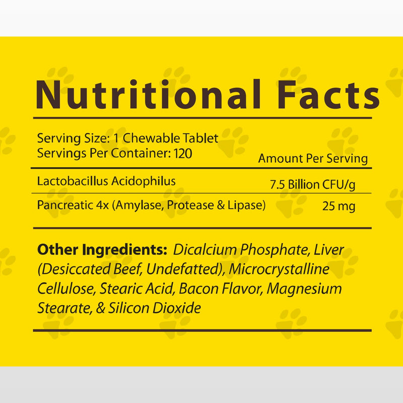 Jack & Milo - Probiotics for Dogs, Digestive Enzymes, Allergy & Immune Support Probiotic-Dog Probiotics, Veterinary Grade, 7.5 Billion CFU's +Pancreatic 4X, Unique Blend- USA Made, 120 Tablets
