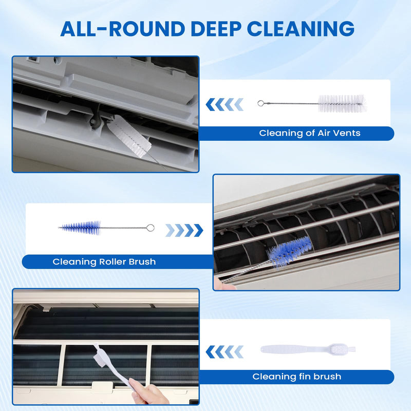 17Pcs Mini Split Cleaning Kit with 2L High Pressure Sprayer, Waterproof PVC AC Cleaning Cover Bag & HVAC Tools, Reusable Fits 27-37in 9000-12000BTU Ductless Wall Mounted AC Units