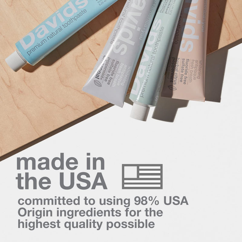 Davids Fluoride Free Whitening & Antiplaque Toothpaste, Natural Peppermint, Mouth & Gum Detox, SLS Free, EWG Verified Clean & Safe Ingredients, 5.25oz, Made in USA 5.25 Ounce (Pack of 1)