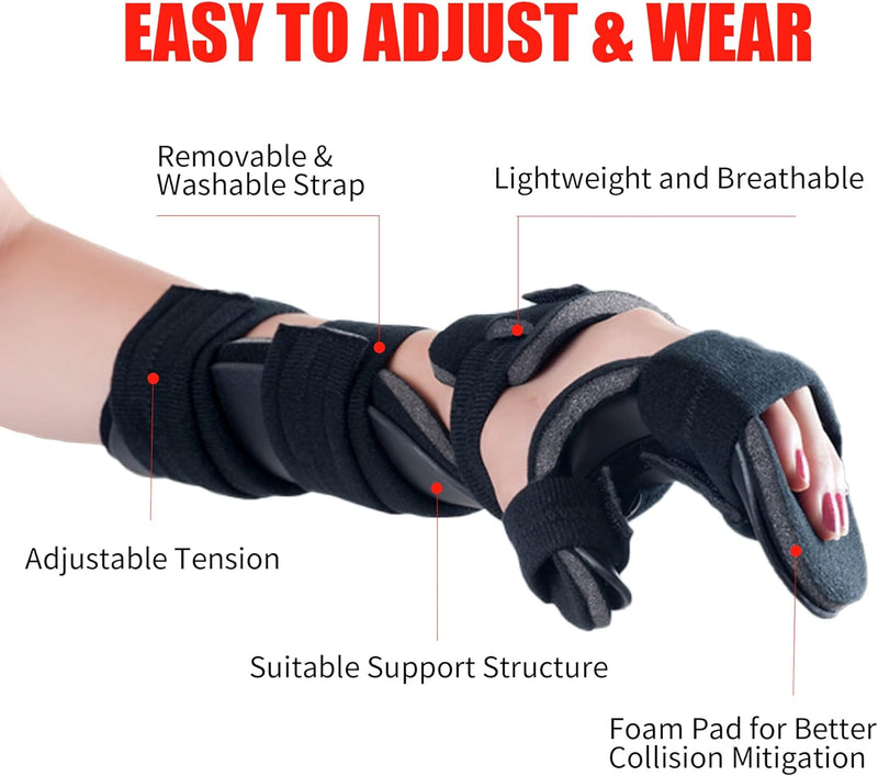 Stroke Rest Hand Splint, 5 Finger Muscle Aatrophy Rehabilitation Night Immobiliser, Orthotics Stabilizer For Stroke Regeneration And Arthritis, Light Cramps, For Left And Right Hand