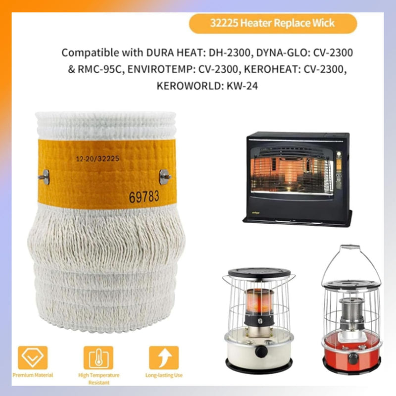 32225 Wick (2/Pack) for Kero World KW-24C DuraHeat DH-2300 Dyna-GLO CV-2300&RMC-95C Envirotemp CV-2300 Keroheat CV-2300, Heater Replacement Wicks, White.