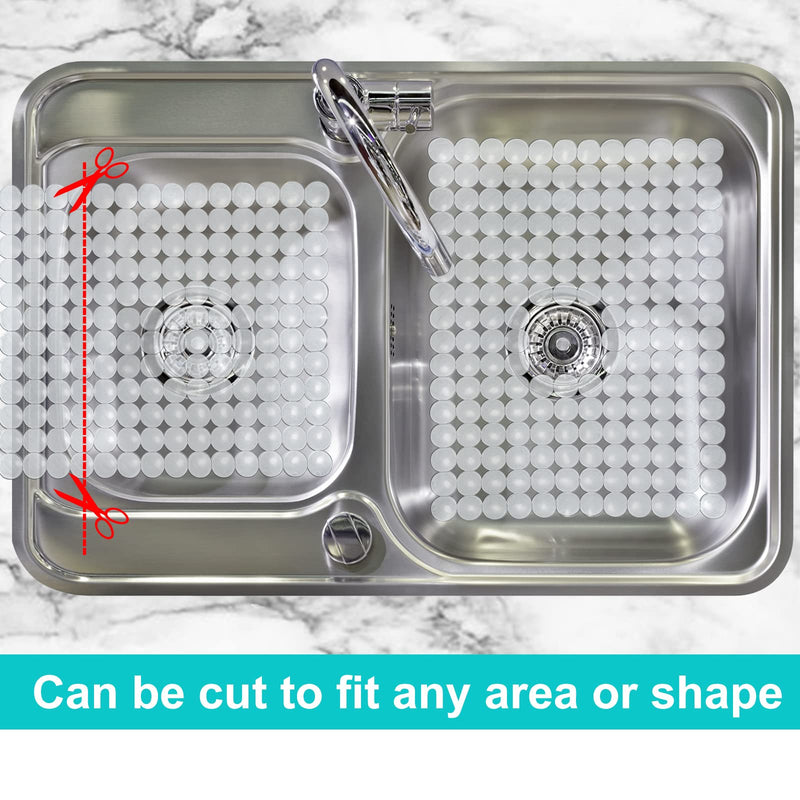 Coopay 2 Pack Kitchen Sink Mat Plastic Sink Protect Mat PVC Eco-Friendly Kitchen Adjustable Stainless Steel/Porcelain Dish Drying Pad Sink Protector for Bottom of Kitchen Sink, 15 x 11 Inches (Clear) Clear
