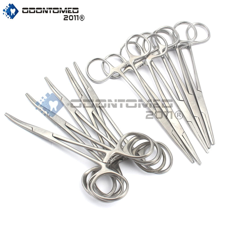 OdontoMed2011® 10 Assorted Kelly Locking HEMOSTAT Forceps 5.5" ODM (Silver) Silver