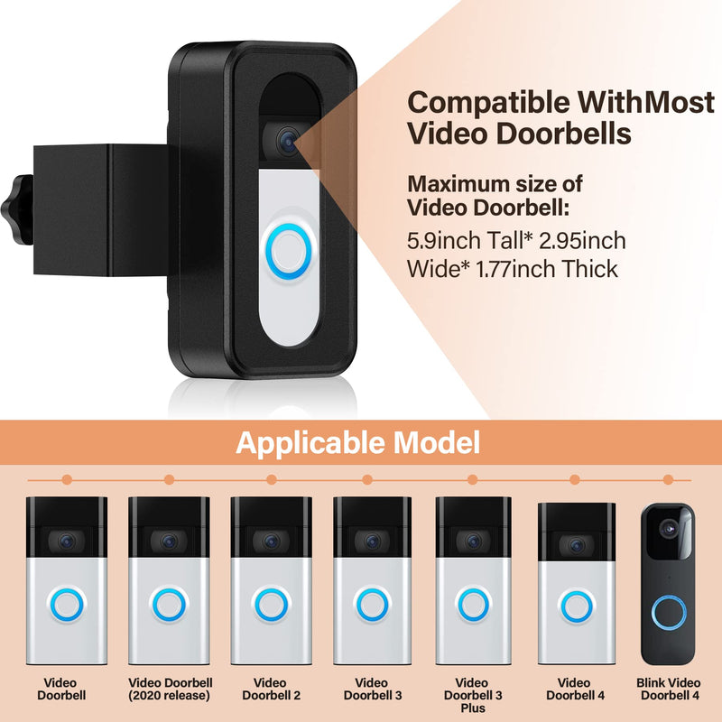 Anti-Theft Video Doorbell Mount, No-Drill Mounting Bracket for Apartment Renters Home Office Room, Fit for Most Kind Brand of Video Bell (Easy to Install)