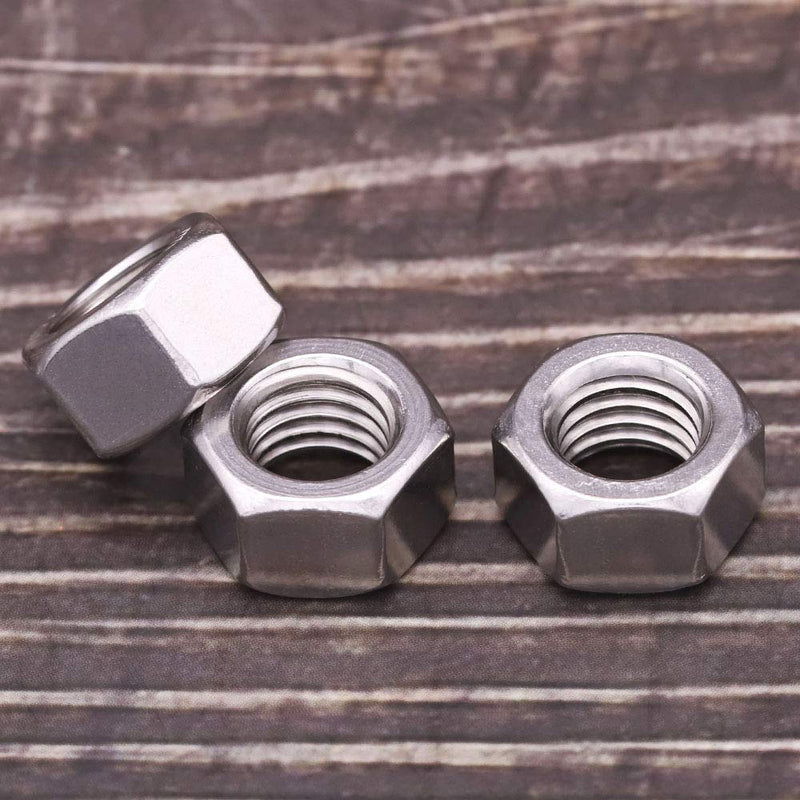 5/16-18 Stainless Steel Finished Hex Nut, 304 Stainless Steel 18-8 Hexagon Nut, Bright Finish, Full Thread, ASME B18.2.2, 25 Pcs 5/16"-18