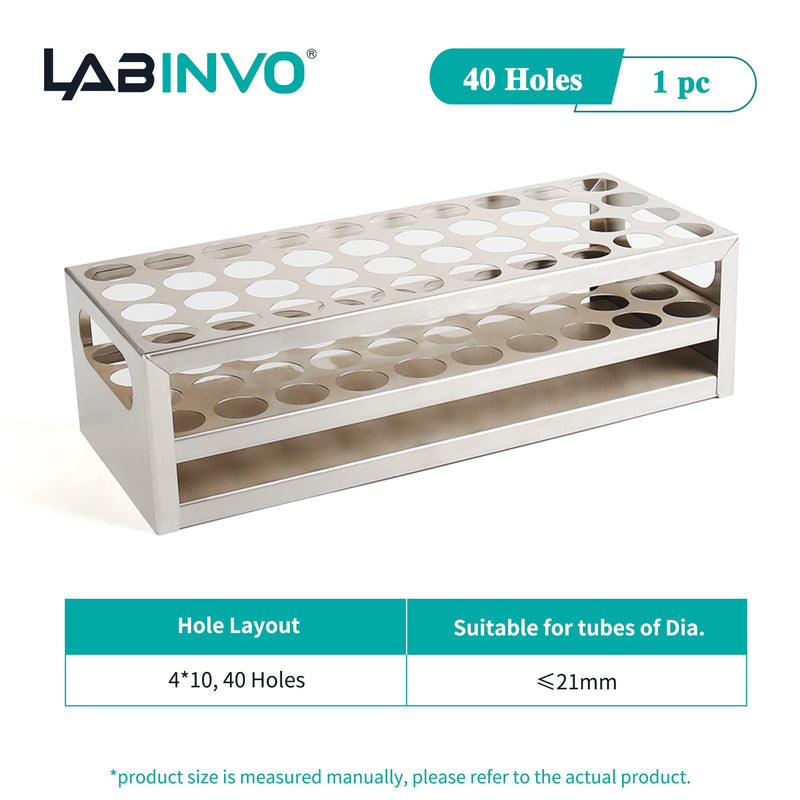 40Holes(4×10) Tube Rack, Suitable for Tubes of Dia.≤21mm,Stainless Steel Test Tube Holder,IN-TTRS40 40Holes, Dia.≤21mm