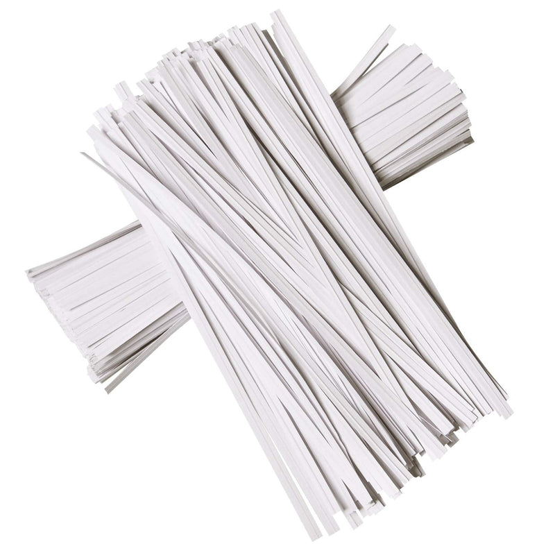 CandyHome 1000 Pcs 6" Paper White Twist Ties Reusable Bread Ties for Party Cello Candy Coffee Bags Cake Pops