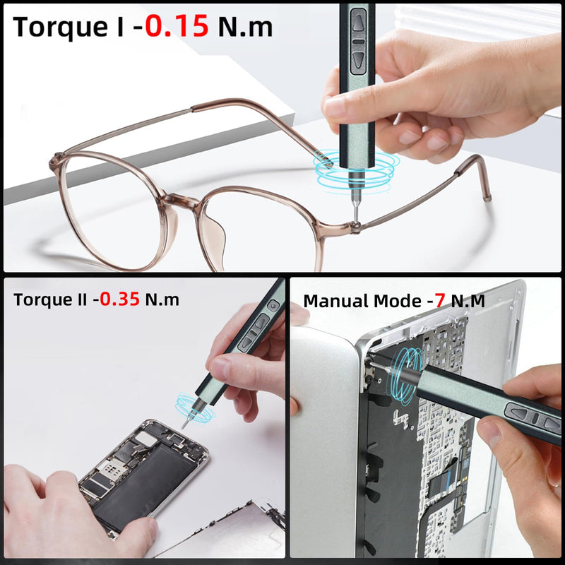 Mini Electric Screwdriver Set,30 in 1 Small Electric Screwdriver Cordless -24 Magnetic Bits, Dual-speed Adjustment, 3 LED Lights, Mini Power Screwdriver Repair Tool Kit,for Phone Camera Watch Laptop Gray