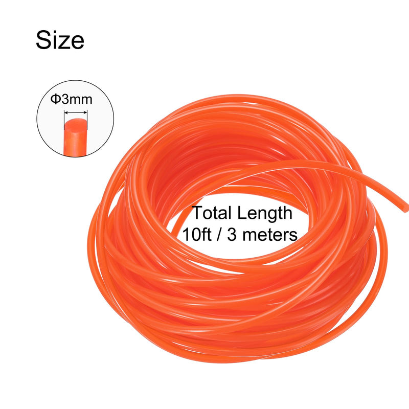 uxcell Polyurethane Round Belts 3mm Dia, 3 Meters (10ft) Length PU Polyurethane Belt for Drive Transmission (Smooth Surface, Orange) 3mm×3m (D×L) 1