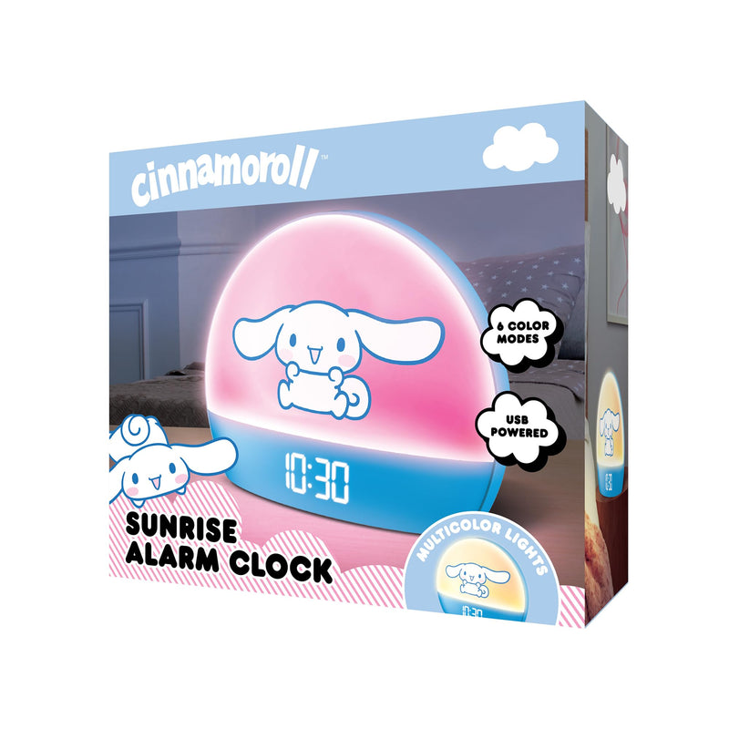Hello Kitty Sunrise Alarm Clock - Multicolor Lights, USB Charging, LED Display, and Snooze Function 1 Pack Cinnamoroll