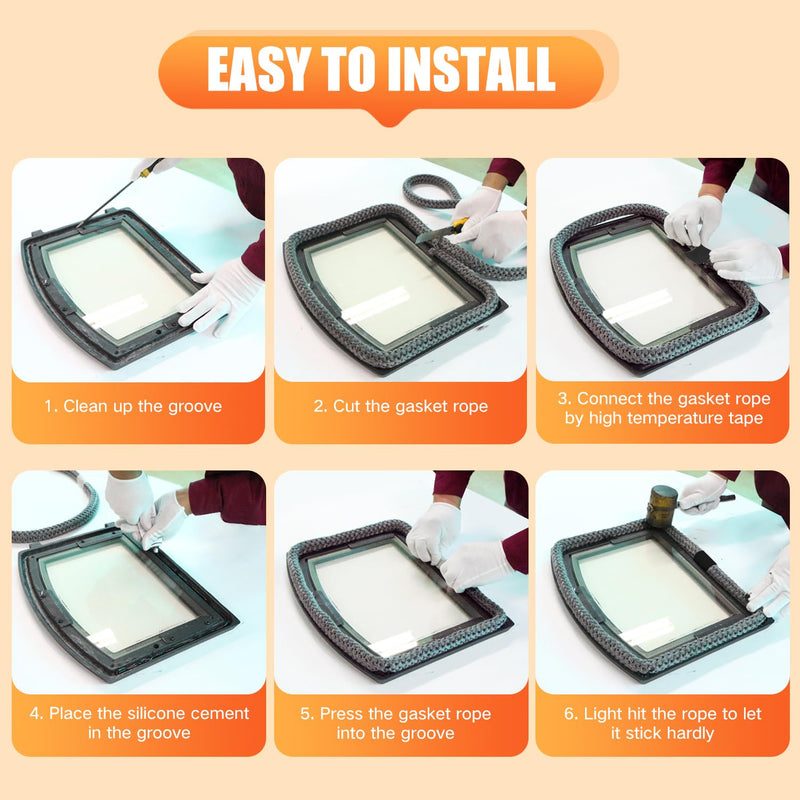 Wood Stove Door Gasket Cement, High Temperature Resistance Adhesive, Silicone Material, Black 3.5 Fl Oz