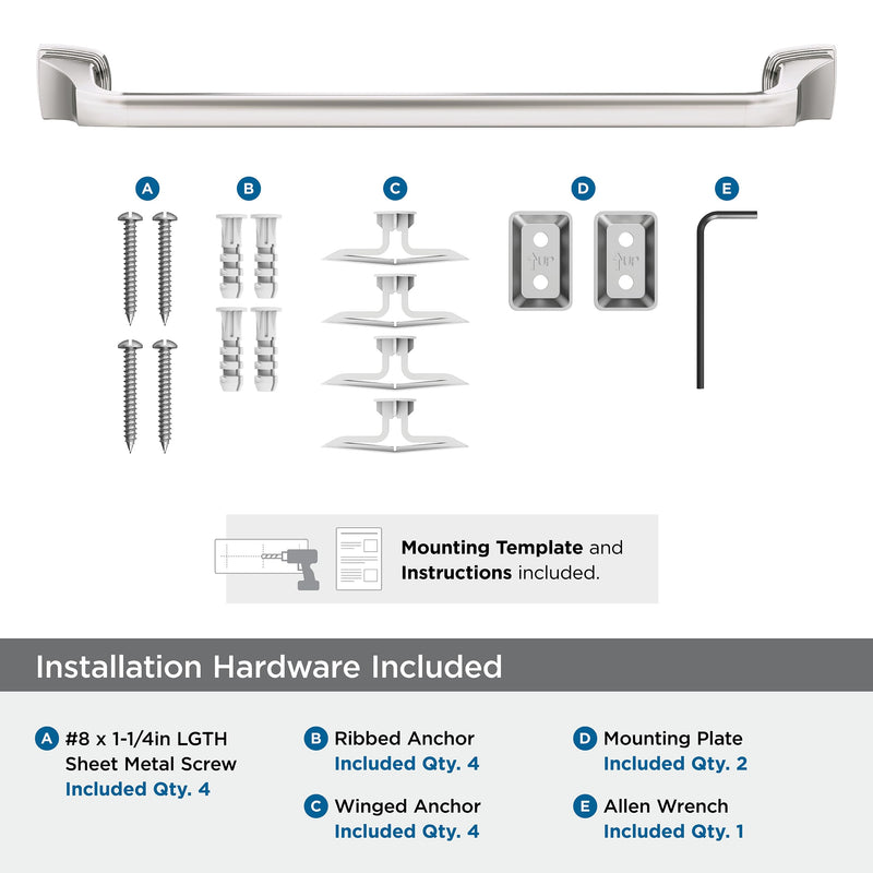 Amerock Revitalize Polished Nickel 18 inch (457 mm) Center-to-Center Towel Bar, BH36033PN 18 Inch (457 mm)