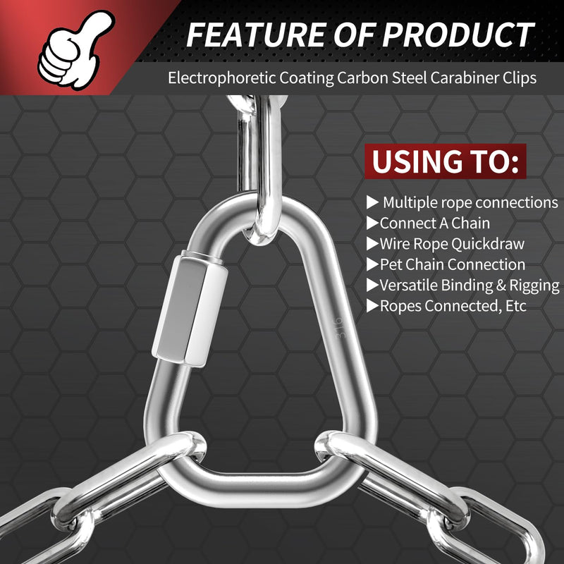3.5 Inch Delta Quick Links 3/8 Inch 316 Stainless Steel Triangle Locking Quick Connector, M10 Quick Link Chain Heavy Duty Chain Connector - 2 Pack, 2300lbs Capacity 3.5 Inch, 2 Pack