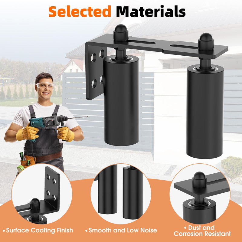 Sliding Gate Guide Rollers & Hardware Kit – Heavy Duty 6" Adjustable Nylon Wheels, Rust-Proof L-Bracket for Sliding Gates, Wood, or Garage Doors (Black-1pc, 6in) Black-1pc