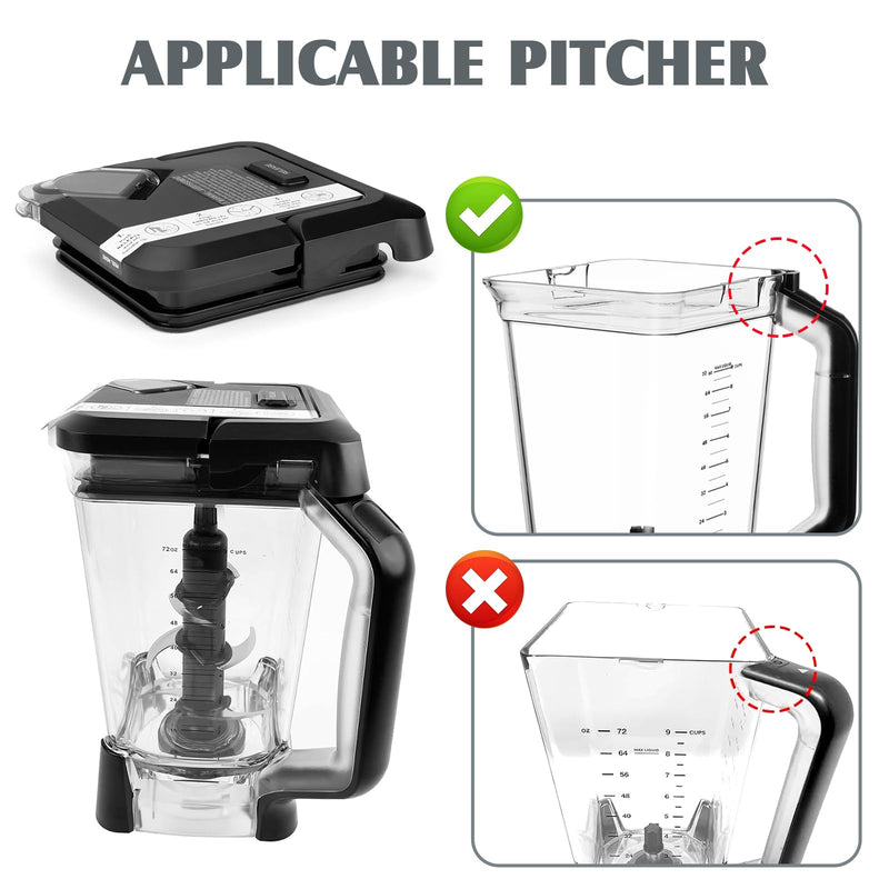 Lid Replacement for Ninja Blender 72 OZ Pitcher, Replacement Parts Top Locking Lid Cover for Ninja Blender BL642 BN701 BN751 BN801 BL610 DB751A CT610, Ninja New Model Food Processor Accessories ModelA