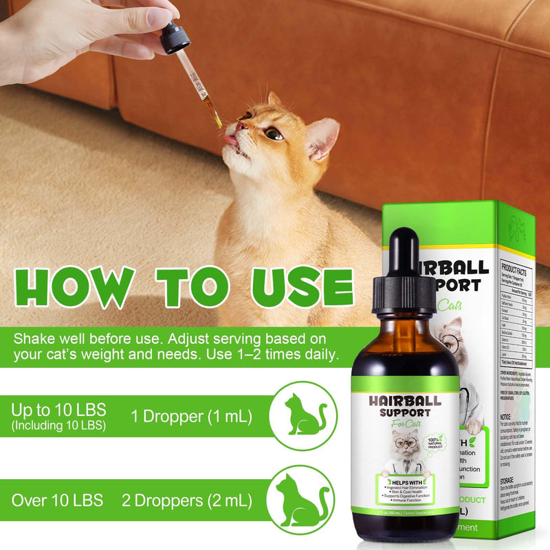 Hairball Treatment for Cats - Natural Hairball Relief Drops with Pumpkin & Aloe, Prevents Vomiting & Supports Digestion, for Kittens & Adult Cats, 2 fl oz (1 PCS) 1 PCS