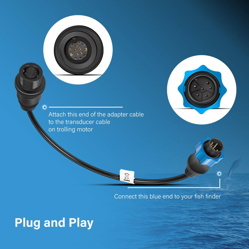 Upgrade MKR-DSC-10 1852077 DSC Adapter Cable for Lowrance 7-pin Fish Finders, for Minn Kota Motor Built-in Dual Spectrum Chirp Transducer Compatible with 2D Sonar