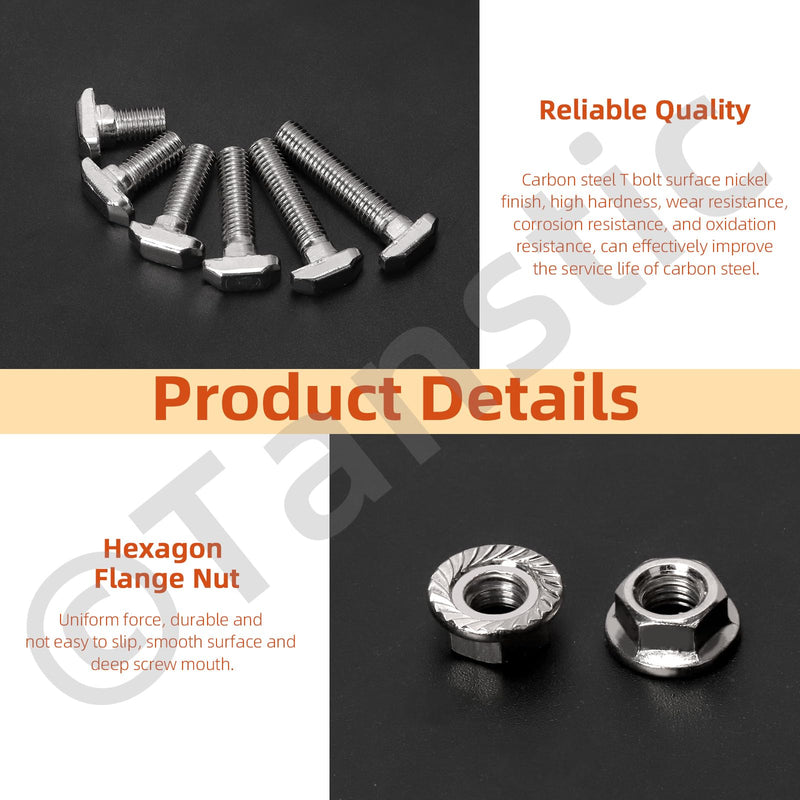 Tanstic 60 Sets M8 T Slot Drop-in Bolt Hammer Head Bolt T Shape Stud Sliding Screw for European Standard 40 Series Aluminum Profile
