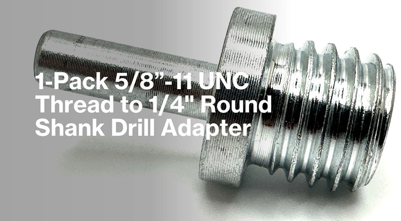 5/8" to 1/4" Drill Adapter Converts 2" to 6" Polisher Pad Backing Plates or Core Drill Bit with 5/8”-11 UNC Thread to 1/4" Shank for Use with Drills, Drill Press and Die Grinders (1 Pack)