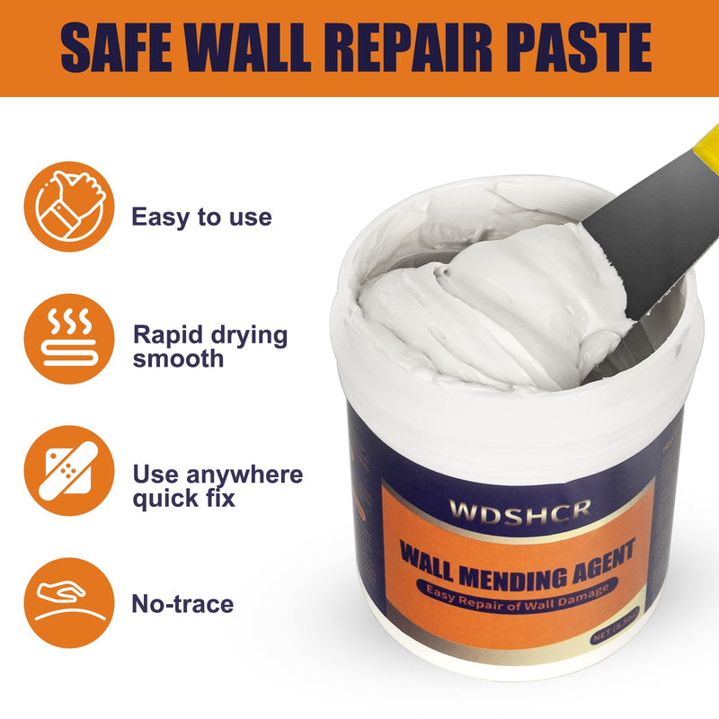 Drywall Repair Kit Drywall Hole Repair Patch Kits Wall Spackle Repair Paste with 8.5OZ White Wall Repair Putty with Scraper, Wall Surface Hole Fill Quick and Easy Solution (1Pack) 1Pack