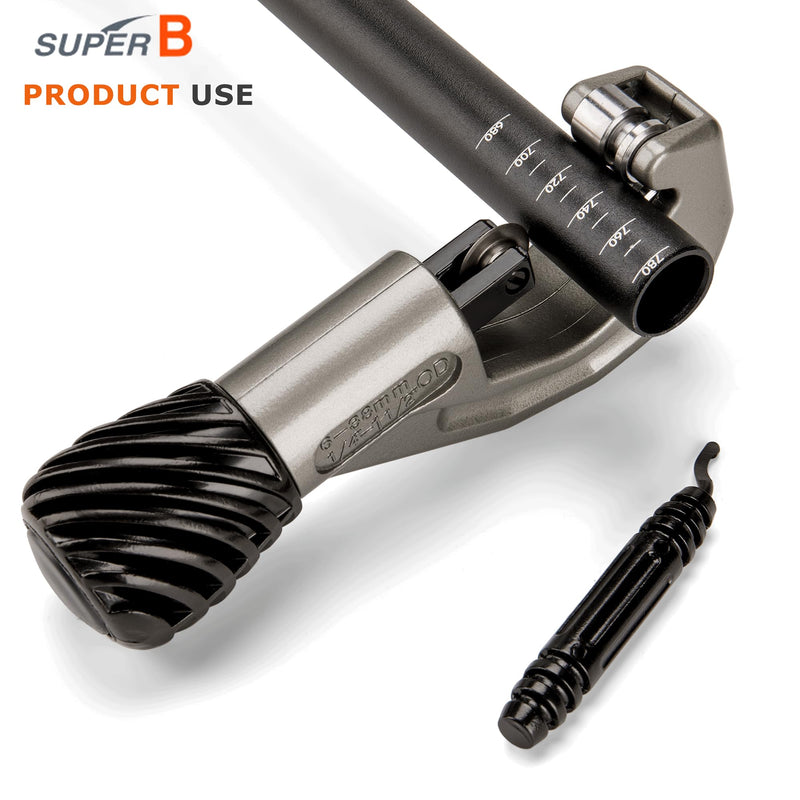 Super B Tubing Cutter- Pipe Cutter Tool 1/4"-1-1/2"OD -Copper, Aluminum, Brass Stainless Steel and Plastic Tubing Quick-Acting Cutter with Replacement Wheel and Deburring Tool (TB-1917)
