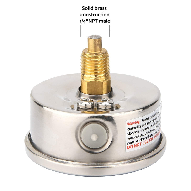 MEASUREMAN Tridicator, Thermo-Manometer, 2-1/2", Silicone Oil Filled, 0-160psi/30-250 deg F, Stainless Steel Case, 1/4" NPT Back Mount Back Mount-Liquid Filled