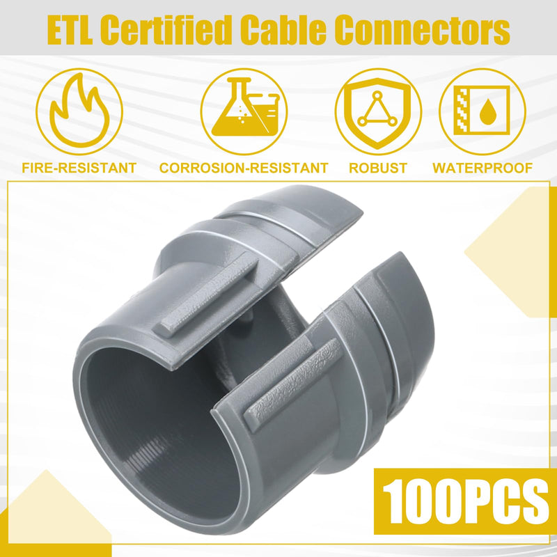 100 Pcs Non Metallic Cable Connectors NM Wire Fixing Buckle, Labor Saving Snap Style Installation for Wiring, Single 14/2-10/3 Awg, Two 14/2-12/2-14/3 Awg, Etl Certified (1/2 Inch) 100 1/2 Inch